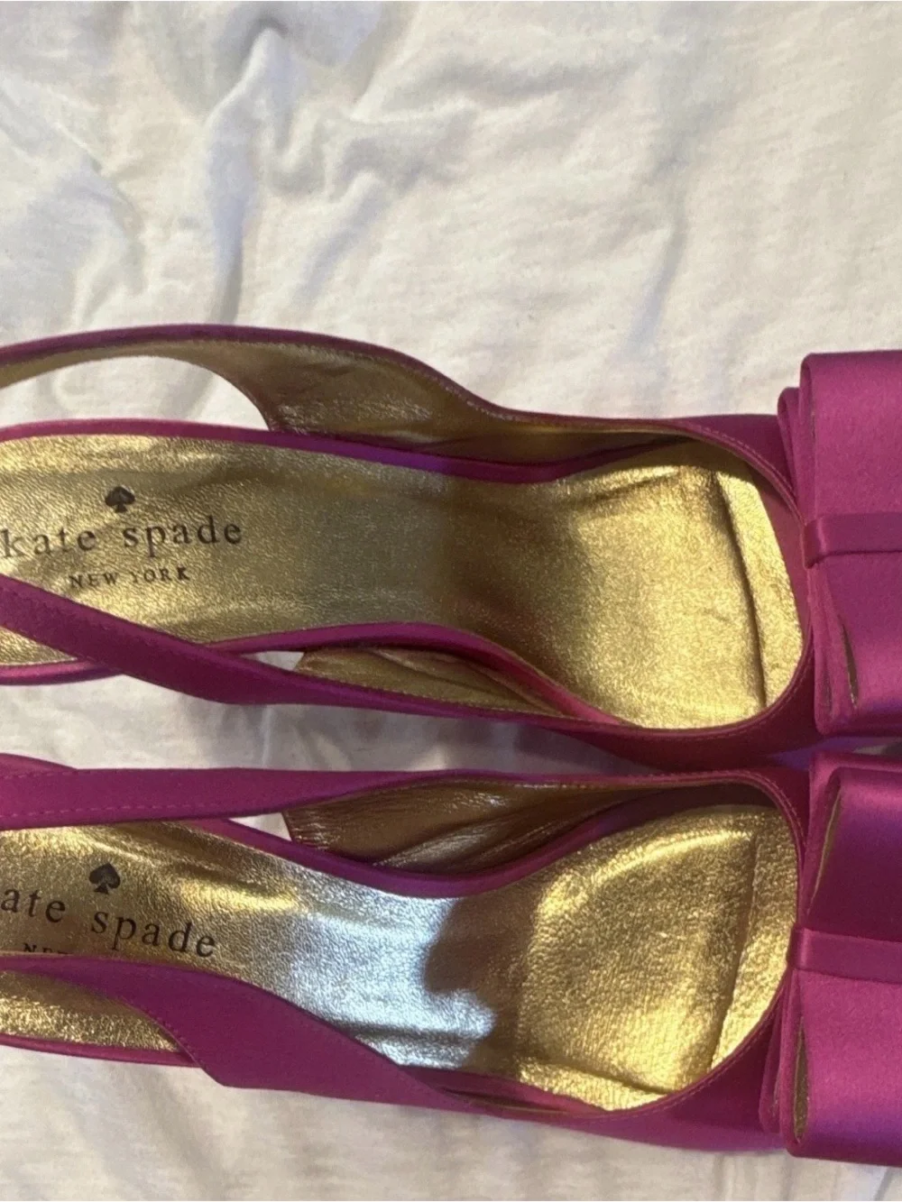 kate spade Pink Satin Slingback Peep-Toe Bow Heels